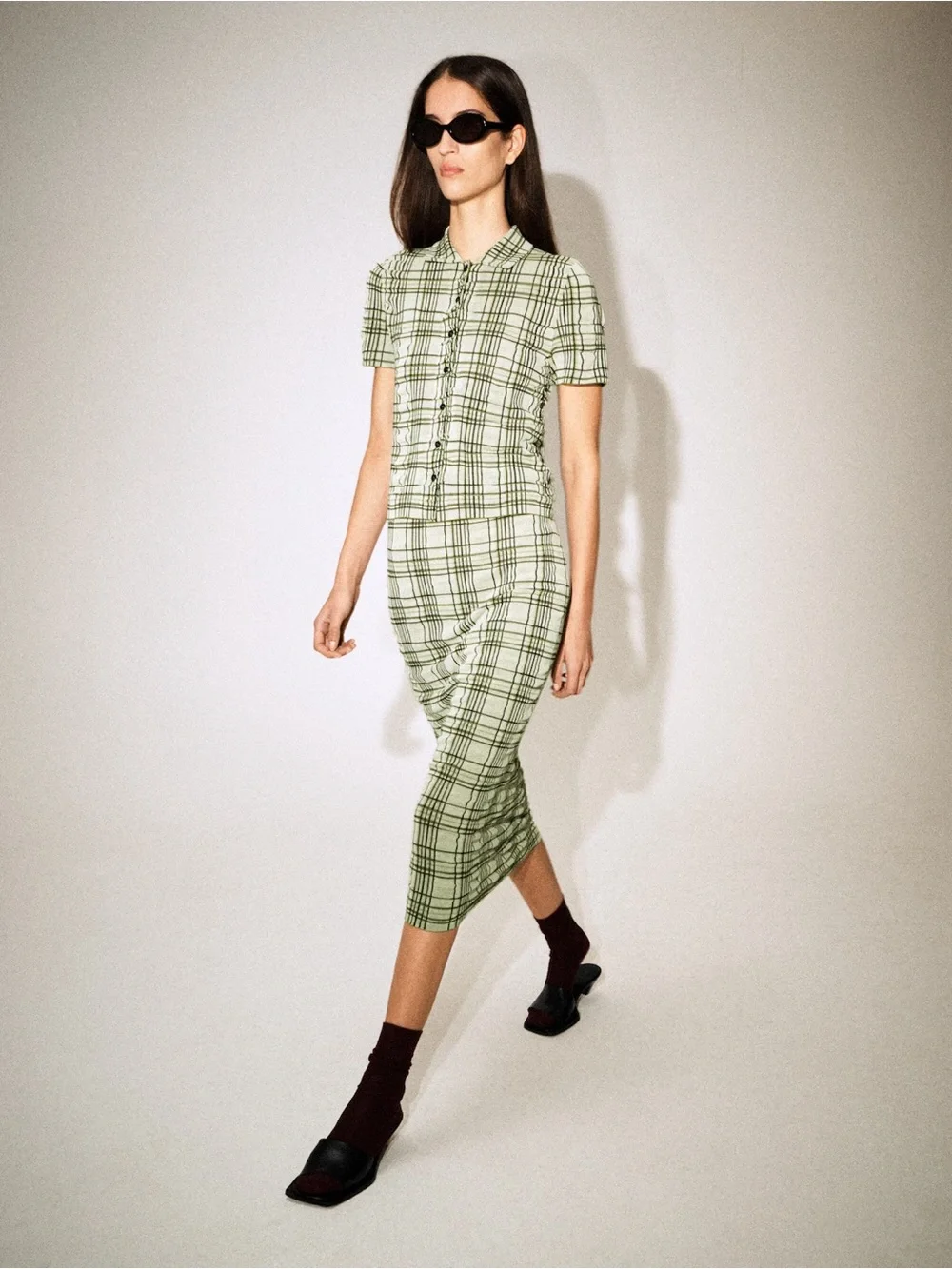 NWT (size small) COS CHECKED COTTON-JACQUARD MIDI SKIRT - Picture 4 of 10